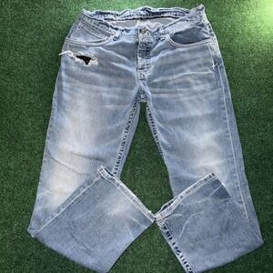 Y2K Hurley Jeans Men's Size 36x32 Light Wash Distressed Jeans Grunge